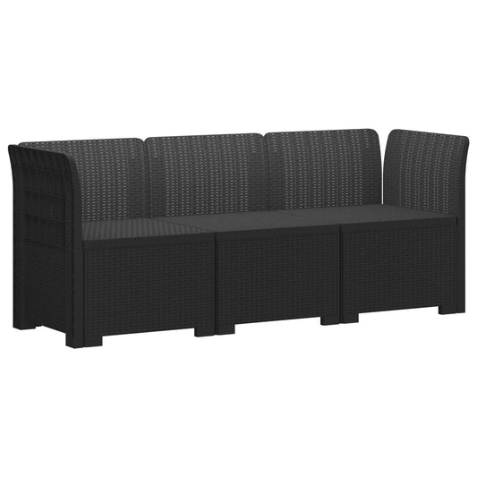 3-Seater Garden Sofa Rattan Look PP Anthracite
