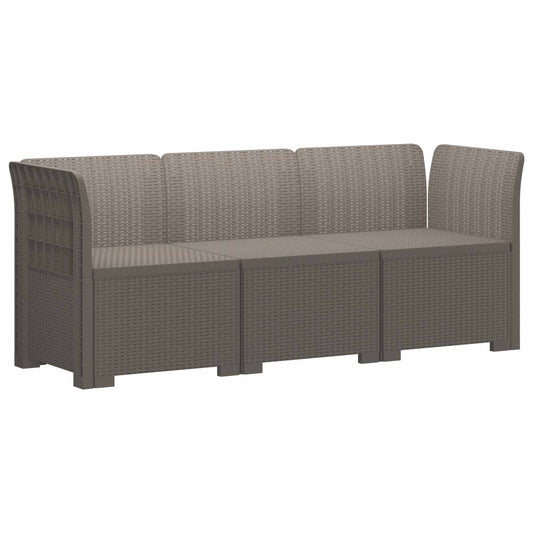 3-Seater Garden Sofa Rattan Look PP Light Grey