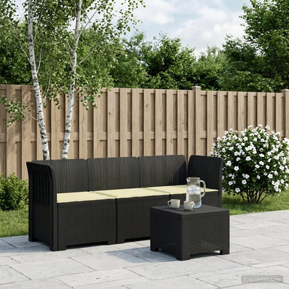 3-Seater Garden Sofa with Cushions Rattan Look PP Anthracite