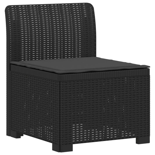 3-Seater Garden Sofa with Cushions Rattan Look PP Anthracite
