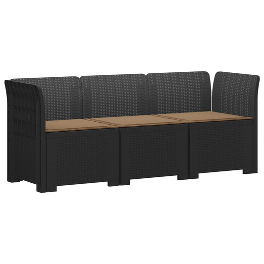 3-Seater Garden Sofa with Cushions Rattan Look PP Anthracite