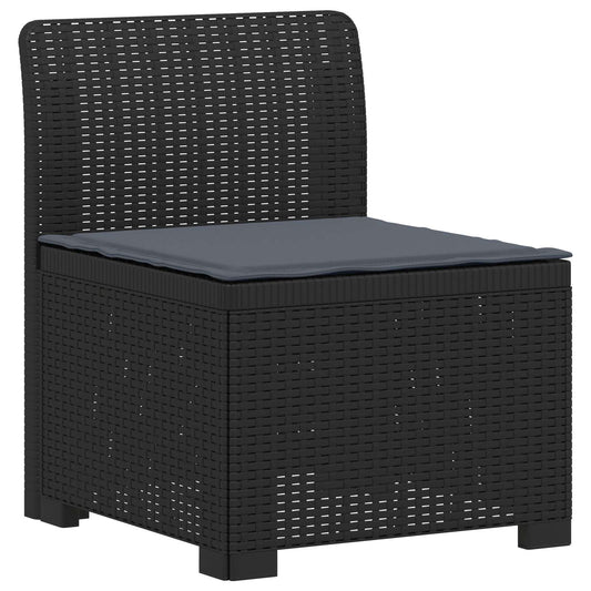 3-Seater Garden Sofa with Cushions Rattan Look PP Anthracite