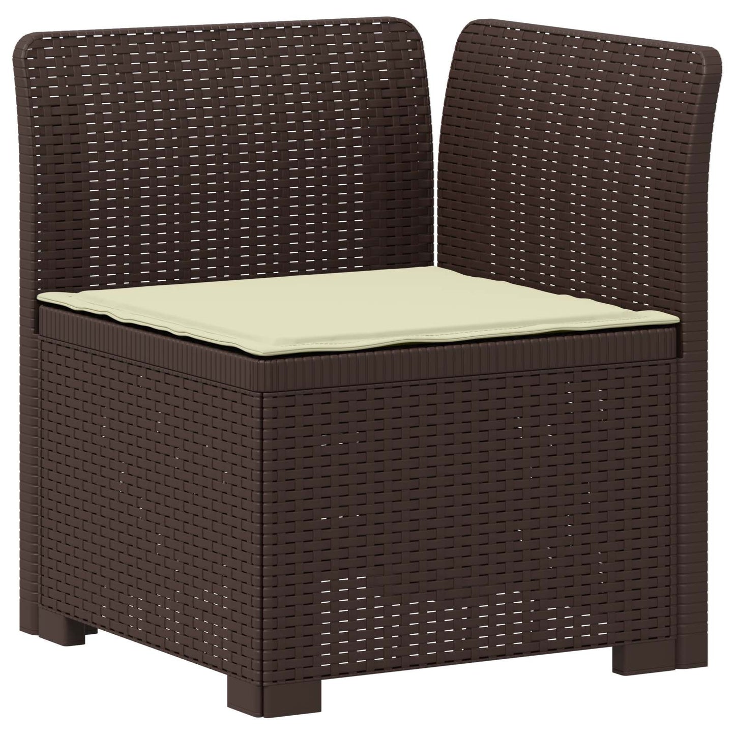 3-Seater Garden Sofa with Cushions Rattan Look PP Brown
