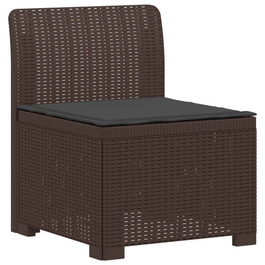 3-Seater Garden Sofa with Cushions Rattan Look PP Brown