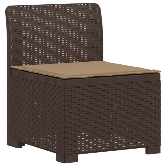 3-Seater Garden Sofa with Cushions Rattan Look PP Brown
