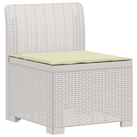 3-Seater Garden Sofa with Cushions Rattan Look PP White