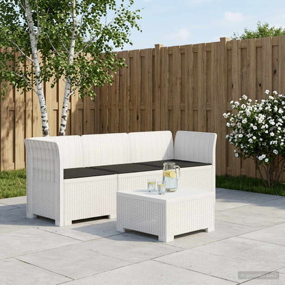 3-Seater Garden Sofa with Cushions Rattan Look PP White