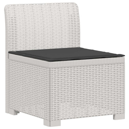 3-Seater Garden Sofa with Cushions Rattan Look PP White