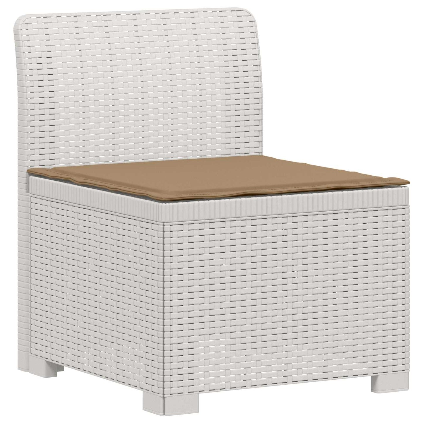 3-Seater Garden Sofa with Cushions Rattan Look PP White
