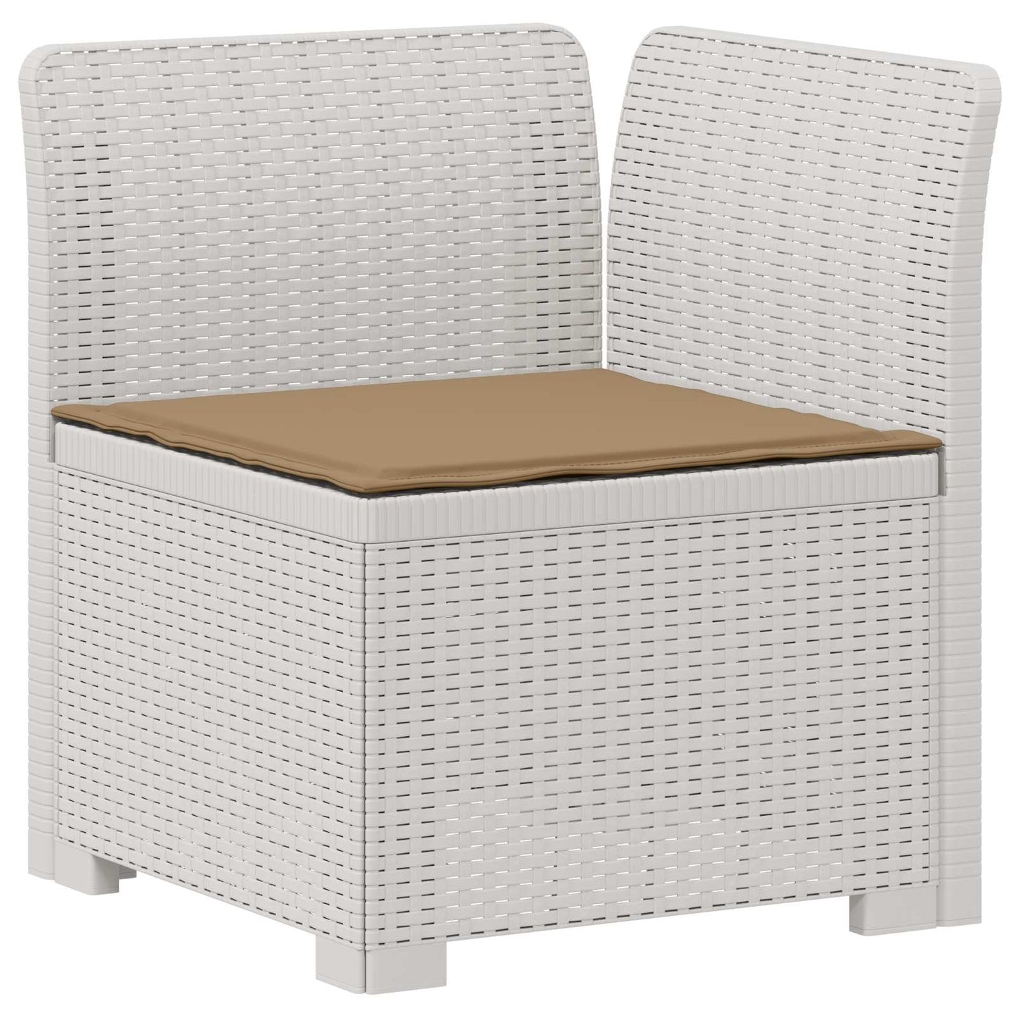 3-Seater Garden Sofa with Cushions Rattan Look PP White