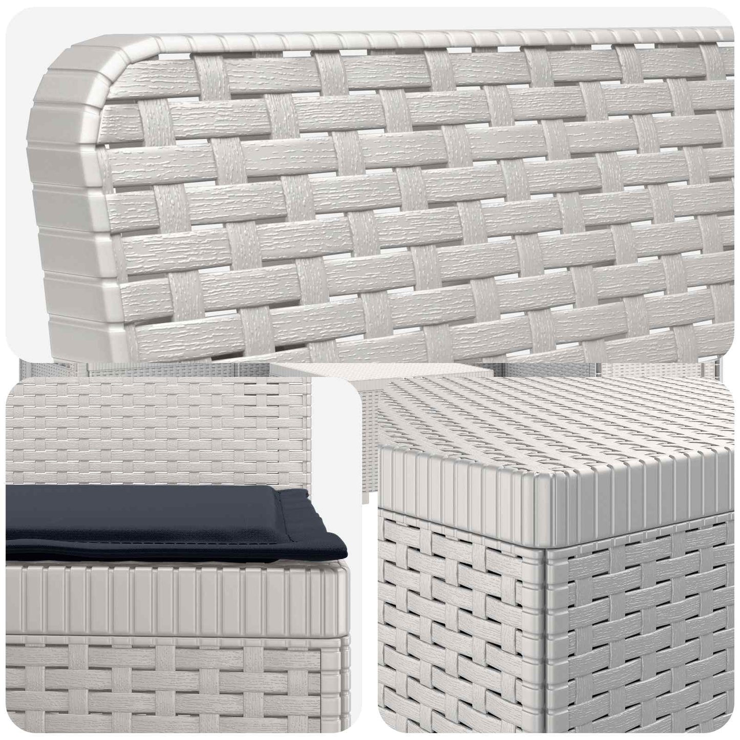 3-Seater Garden Sofa with Cushions Rattan Look PP White