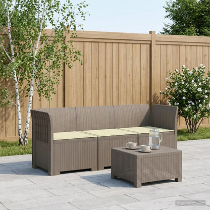 3-Seater Garden Sofa with Cushions Rattan Look PP Light Grey