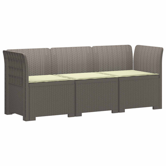 3-Seater Garden Sofa with Cushions Rattan Look PP Light Grey