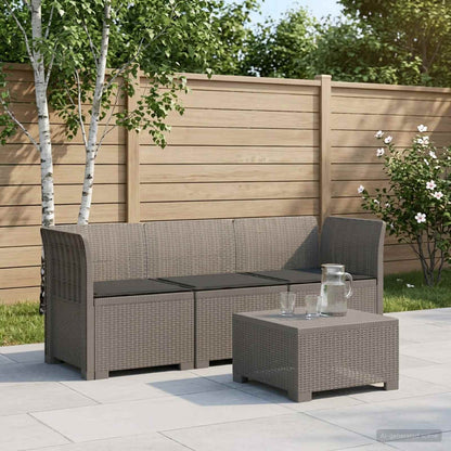 3-Seater Garden Sofa with Cushions Rattan Look PP Light Grey