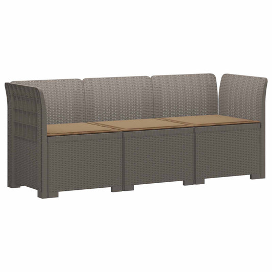 3-Seater Garden Sofa with Cushions Rattan Look PP Light Grey
