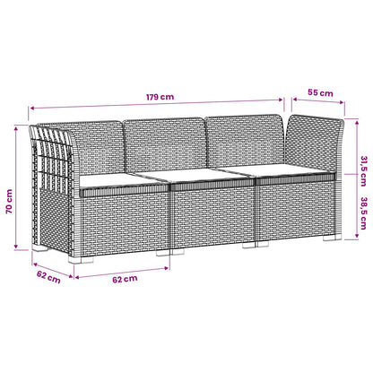 3-Seater Garden Sofa with Cushions Rattan Look PP Light Grey