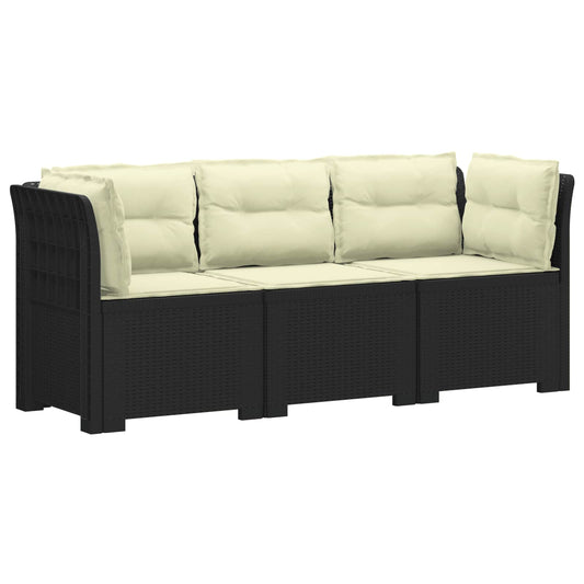 3-Seater Garden Sofa with Cushions Rattan Look PP Anthracite
