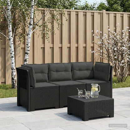 3-Seater Garden Sofa with Cushions Rattan Look PP Anthracite