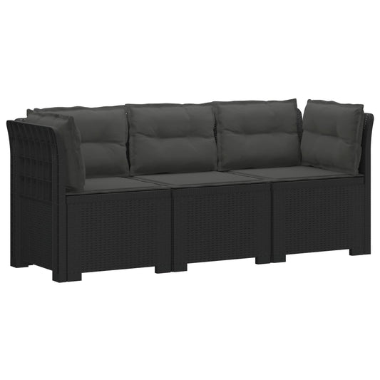 3-Seater Garden Sofa with Cushions Rattan Look PP Anthracite