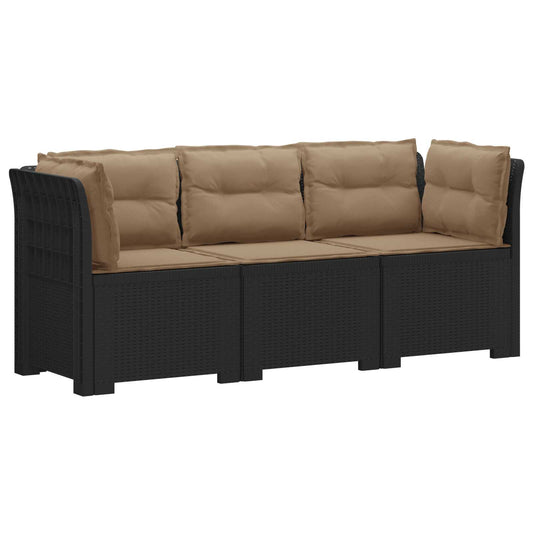 3-Seater Garden Sofa with Cushions Rattan Look PP Anthracite