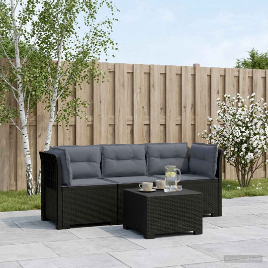 3-Seater Garden Sofa with Cushions Rattan Look PP Anthracite