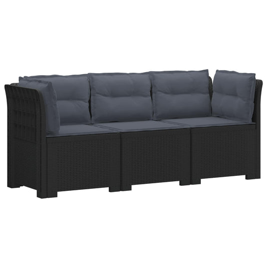 3-Seater Garden Sofa with Cushions Rattan Look PP Anthracite