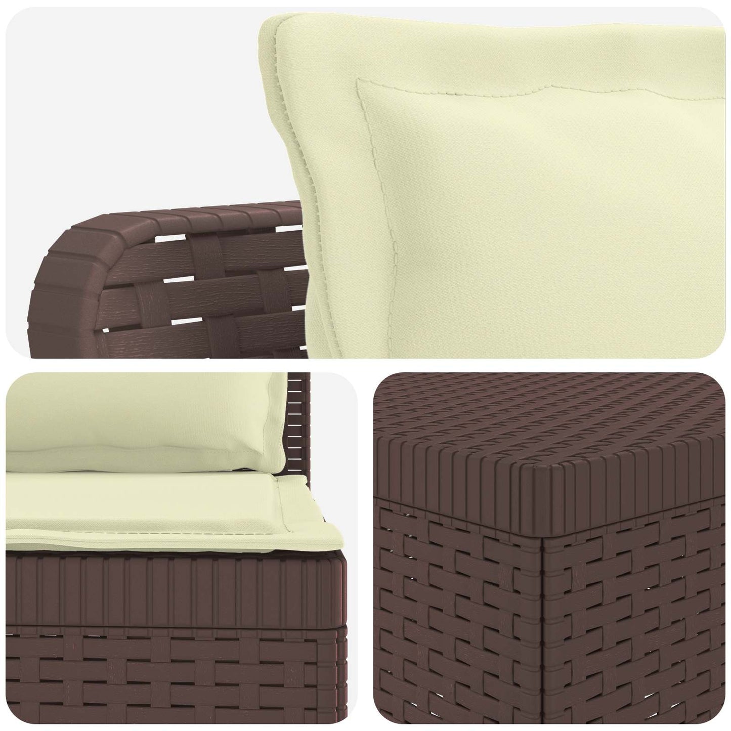 3-Seater Garden Sofa with Cushions Rattan Look PP Brown