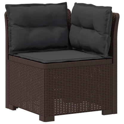 3-Seater Garden Sofa with Cushions Rattan Look PP Brown