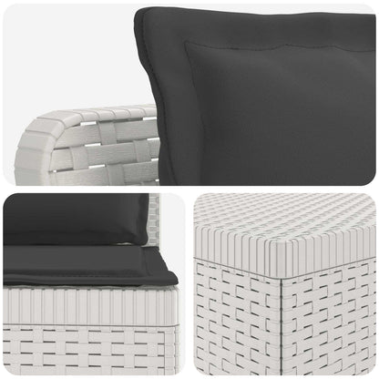 3-Seater Garden Sofa with Cushions Rattan Look PP White