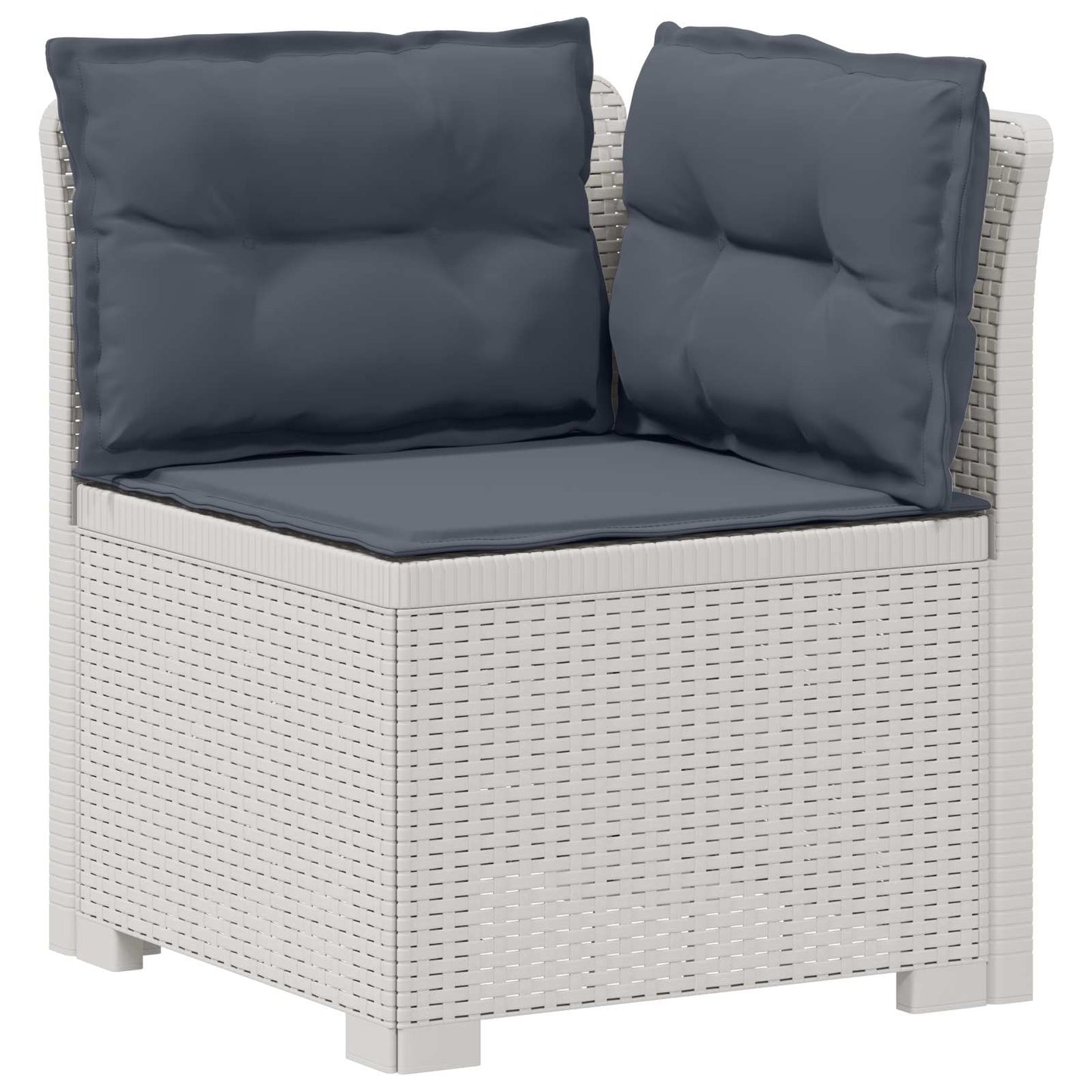 3-Seater Garden Sofa with Cushions Rattan Look PP White