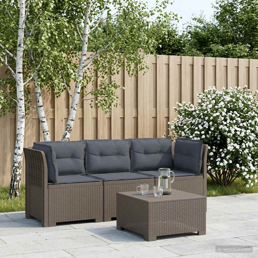 3-Seater Garden Sofa with Cushions Rattan Look PP Light Grey