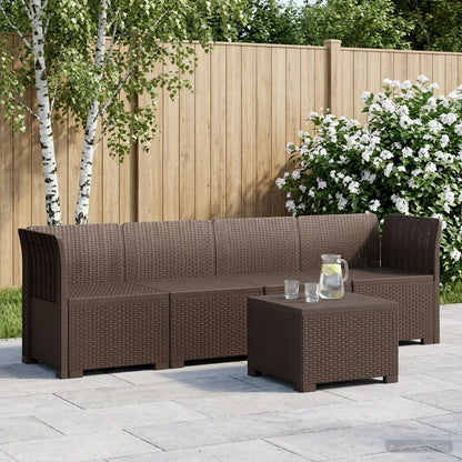 4-Seater Garden Sofa Rattan Look PP Brown