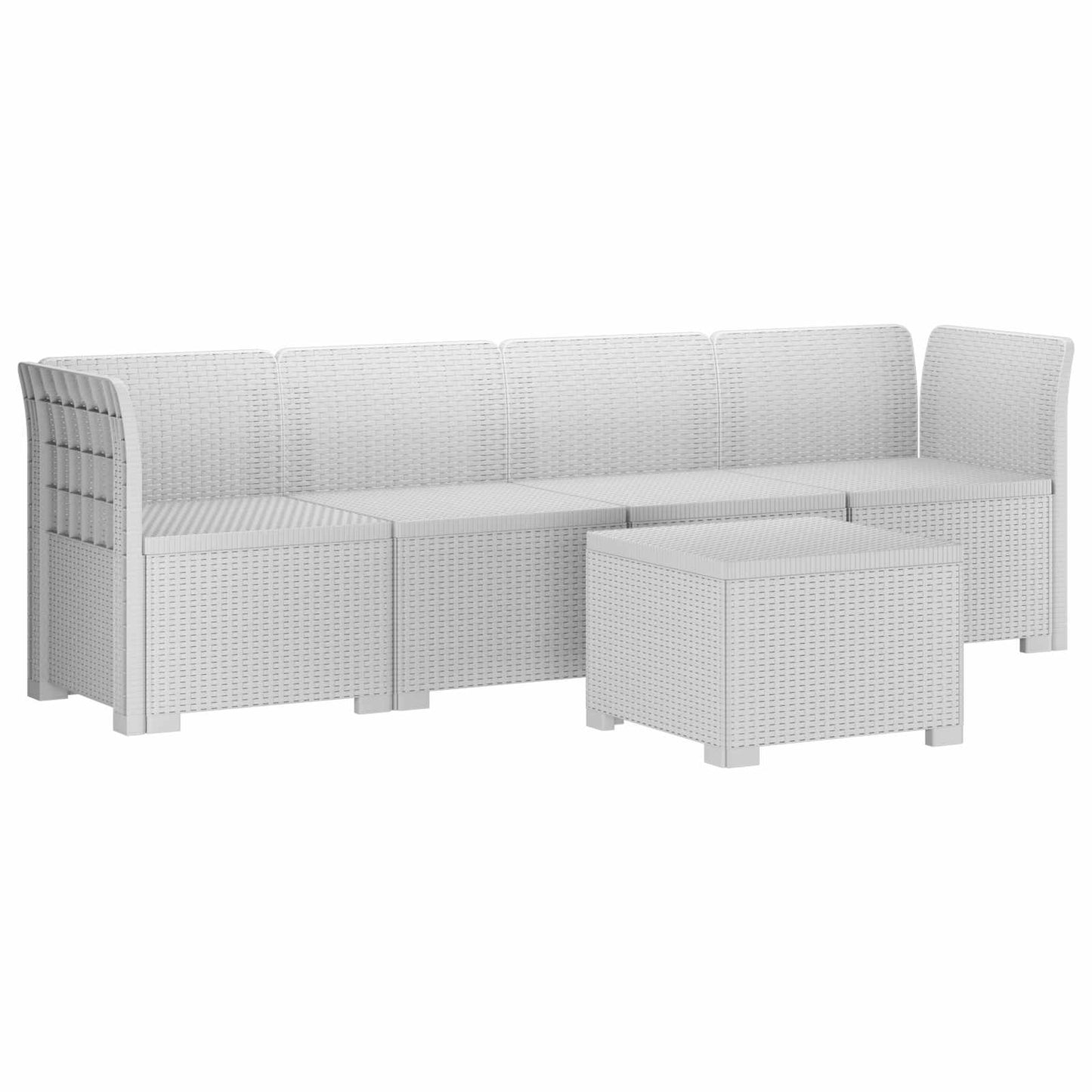 4-Seater Garden Sofa Rattan Look PP White