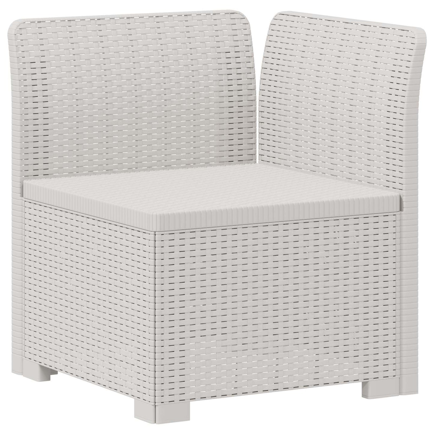 4-Seater Garden Sofa Rattan Look PP White