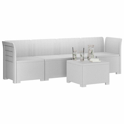 4-Seater Garden Sofa Rattan Look PP White