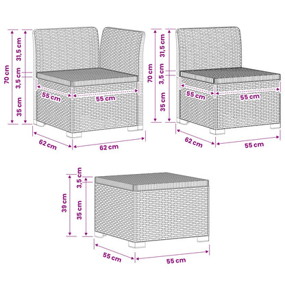 4-Seater Garden Sofa Rattan Look PP White