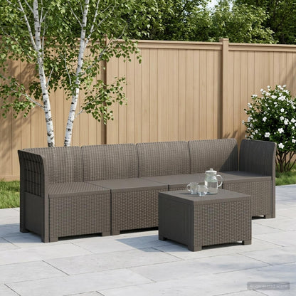 4-Seater Garden Sofa Rattan Look PP Light Grey