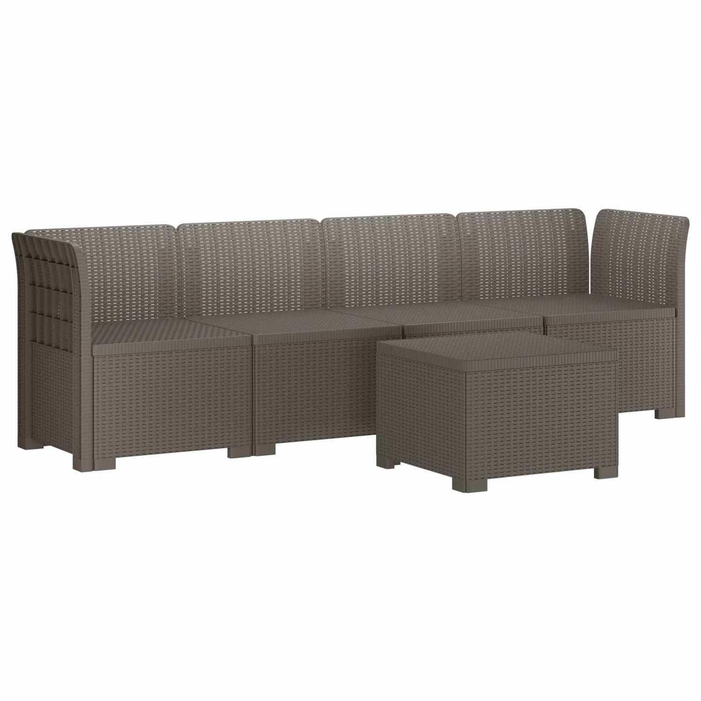 4-Seater Garden Sofa Rattan Look PP Light Grey
