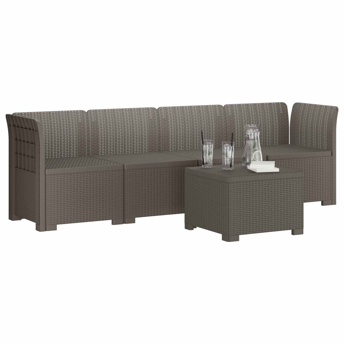 4-Seater Garden Sofa Rattan Look PP Light Grey