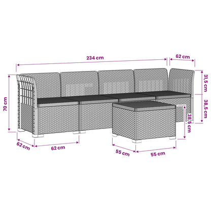 4-Seater Garden Sofa Rattan Look PP Light Grey