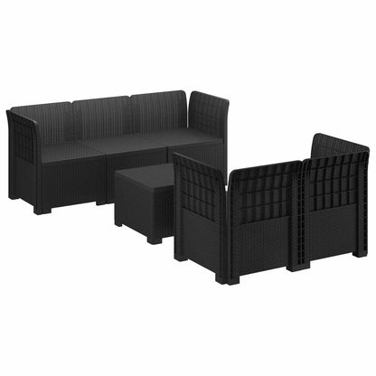 5-Seater Garden Sofa Rattan Look PP Anthracite
