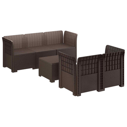 5-Seater Garden Sofa Rattan Look PP Brown