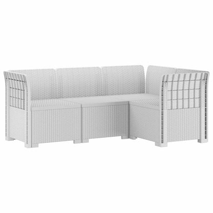 4-Seater Garden Sofa Rattan Look PP White