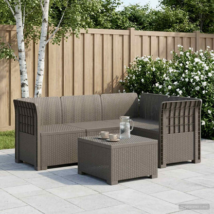 4-Seater Garden Sofa Rattan Look PP Light Grey