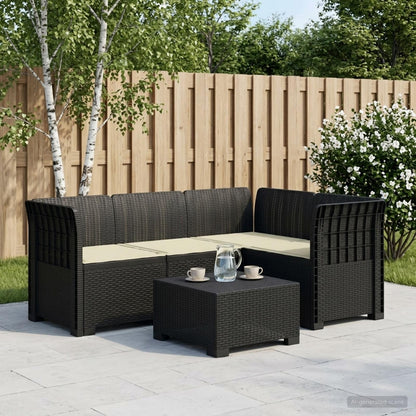 4-Seater Garden Sofa with Cushions Rattan Look PP Anthracite