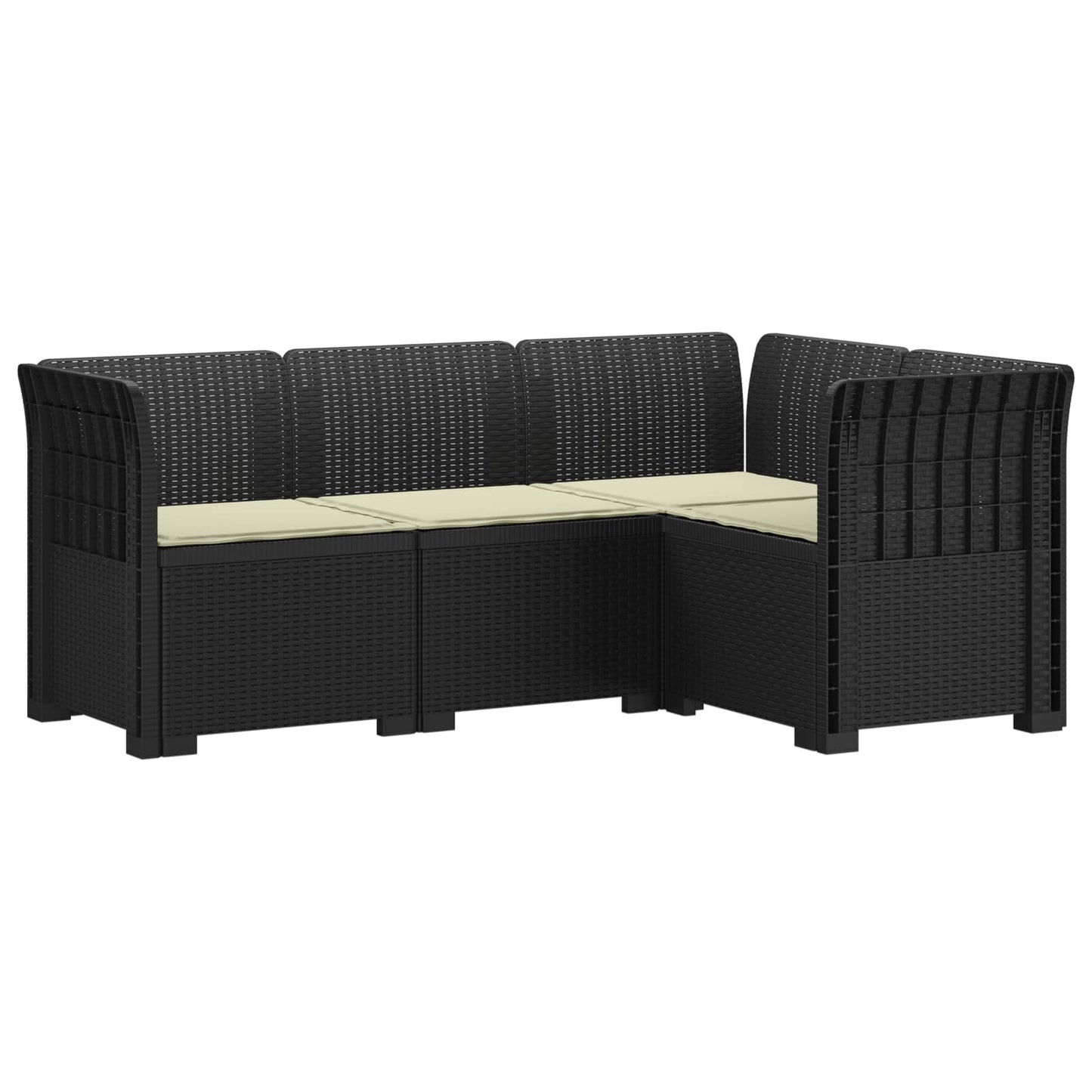 4-Seater Garden Sofa with Cushions Rattan Look PP Anthracite