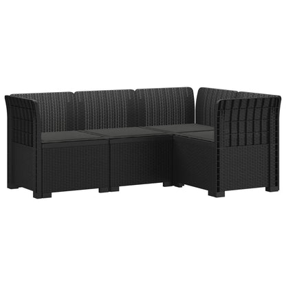 4-Seater Garden Sofa with Cushions Rattan Look PP Anthracite