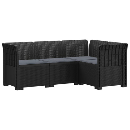 4-Seater Garden Sofa with Cushions Rattan Look PP Anthracite