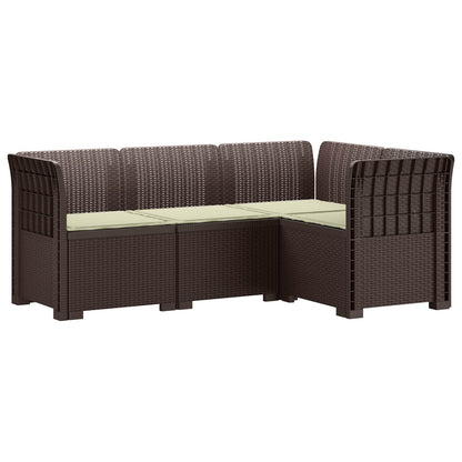 4-Seater Garden Sofa with Cushions Rattan Look PP Brown