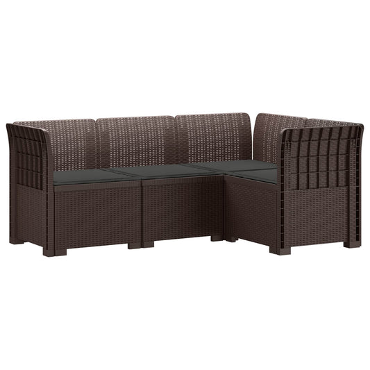4-Seater Garden Sofa with Cushions Rattan Look PP Brown
